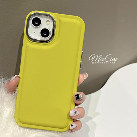 高級感韓国風 iPhone14/13ケース 淡色 アイフォン13/12/11カバー メッキレンズ枠/ボタン シンプル 頑丈 [M2903]