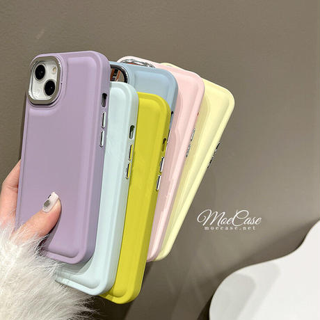 高級感韓国風 iPhone14/13ケース 淡色 アイフォン13/12/11カバー メッキレンズ枠/ボタン シンプル 頑丈 [M2903]