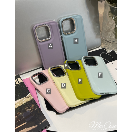 高級感韓国風 iPhone14/13ケース 淡色 アイフォン13/12/11カバー メッキレンズ枠/ボタン シンプル 頑丈 [M2903]