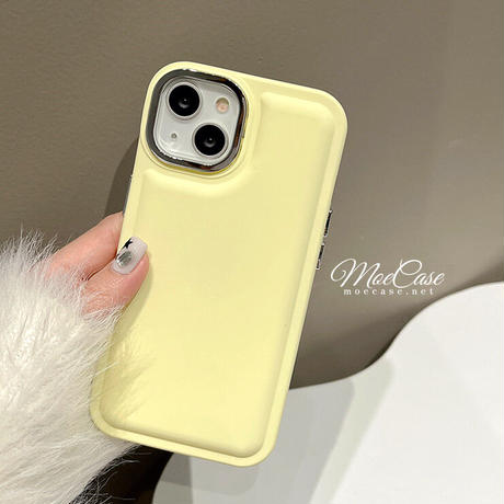 高級感韓国風 iPhone14/13ケース 淡色 アイフォン13/12/11カバー メッキレンズ枠/ボタン シンプル 頑丈 [M2903]