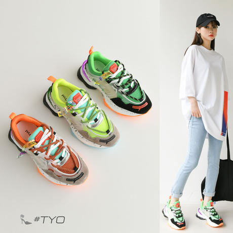 厚底スポーティースニーカー蛍光色 Tyo