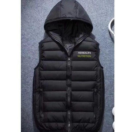 Herbalife ハーバライフ ロゴ フード付き ダウン ベスト ジップアップ