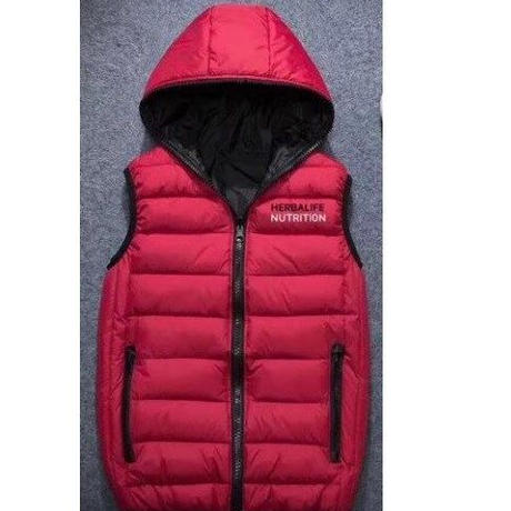 Herbalife ハーバライフ ロゴ フード付き ダウン ベスト ジップアップ