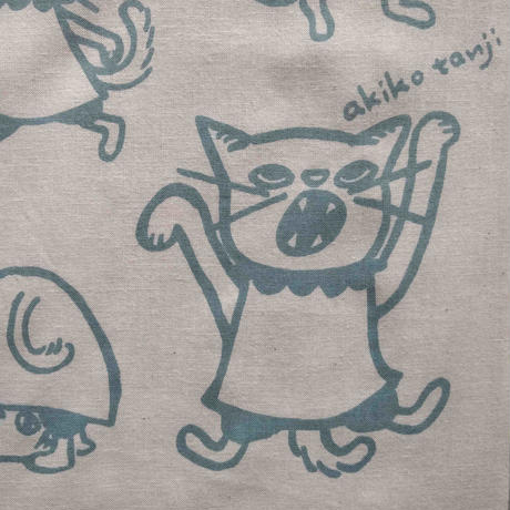 たんじあきこ手ぬぐい：猫柄（水色）