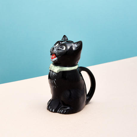 Black Cat Creamer "SIMBA" / 英国製キャット・クリーマー  " シンバ"(Green Bow)