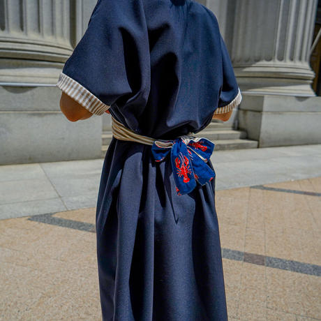 リボンで2way 夏のモモンガ ワンピース ネイビー Raspberry