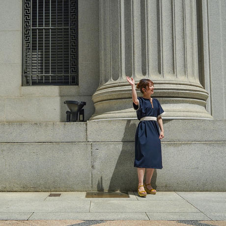 リボンで2way 夏のモモンガ ワンピース ネイビー Raspberry