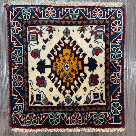 ペルシャ手織り絨毯 キリム 144×144cmトライバルヴィンテージラグ