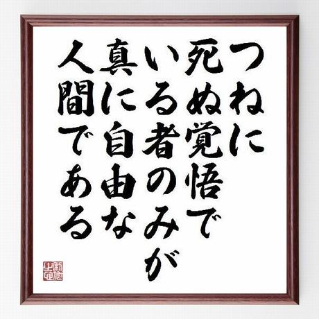 名言色紙 つねに死ぬ覚悟でいる者のみが 真に自由な人間である ディオゲネス 額付き 受注後直筆