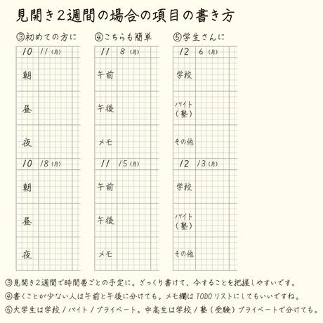 大人の時間割帳ダブル（日付フリー・見開き２週間）パステルグリーン　1冊990円→800円