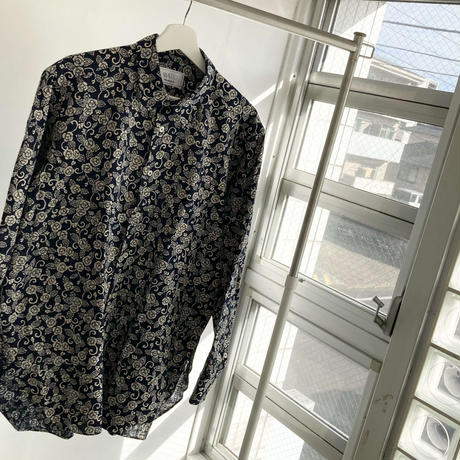 WA Oversize Shirt - 牡丹唐草柄（紺）
