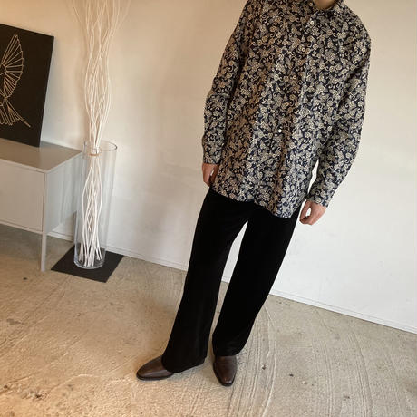 WA Oversize Shirt - 牡丹唐草柄（紺）