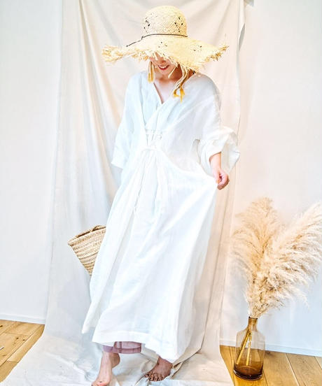 有名な高級ブランド レースアップロングワンピース 凛 ひとつの色 リネン 麻 綿麻ワンピース Cowboywildrags Com