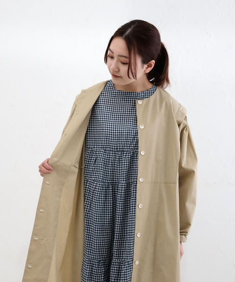 無地ポプリン前開きワンピース