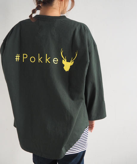 #Pokkeラウンド反転ロゴ8分袖Tシャツ