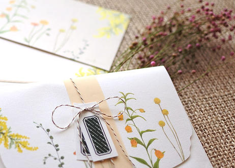 黄色い花たちのレターセット　〜 Cotton〔コットン〕〜