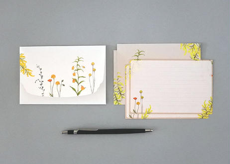 黄色い花たちのレターセット　〜 Cotton〔コットン〕〜