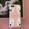 スマホケース 白ワンコPink -for iPhone 側面印刷
