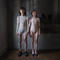 Power shoulder skin bodysuit -Shell beige