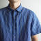 original cotton linen/ short sleeve shirt/blue/size1(MAN)