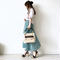 stripe pleats skirt〈green〉