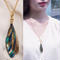 【蝉】Cicada Long Necklace - Layered Gold Blue -