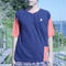TEPPO T-shirts with Pocket NAVY&SUNSET RED /Hemp