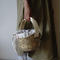 White Leather handle BAG+ antique cloth pouch