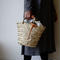 Brown leather handle BAG +antique cloth pouch