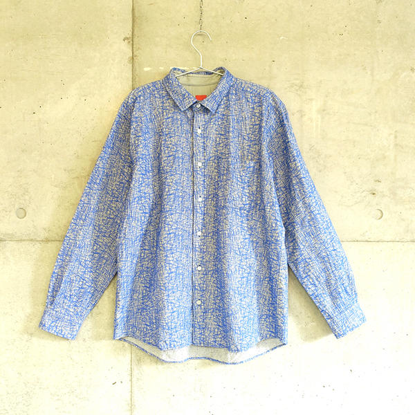 シャツ『シバフ』アオ×グレー_4