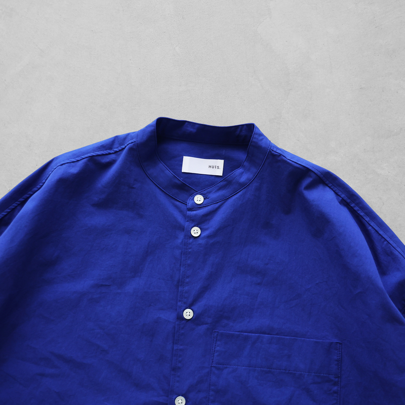 タイプライタークロスバンドカラーオーバーシャツ(コバルトブルー