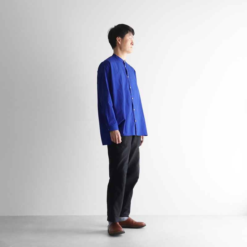 タイプライタークロスバンドカラーオーバーシャツ(コバルトブルー