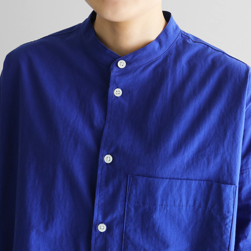 タイプライタークロスバンドカラーオーバーシャツ(コバルトブルー