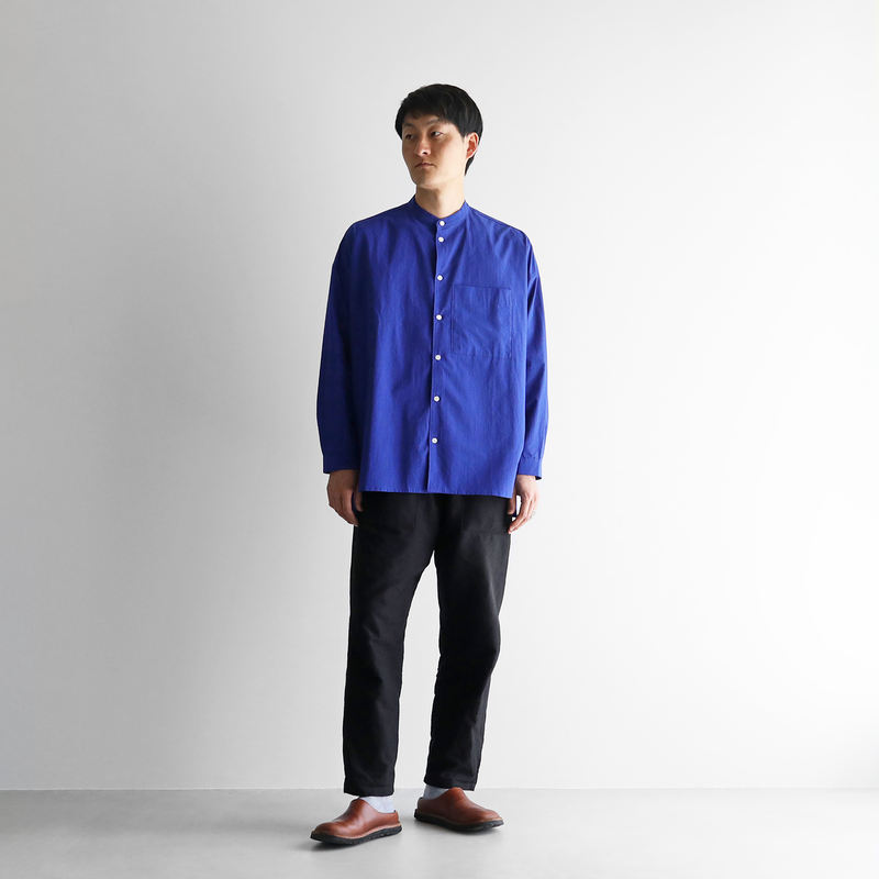 タイプライタークロスバンドカラーオーバーシャツ(コバルトブルー
