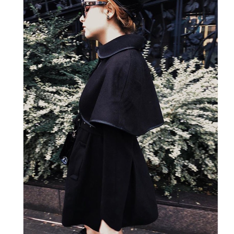 piping cape 2way coat black | épine