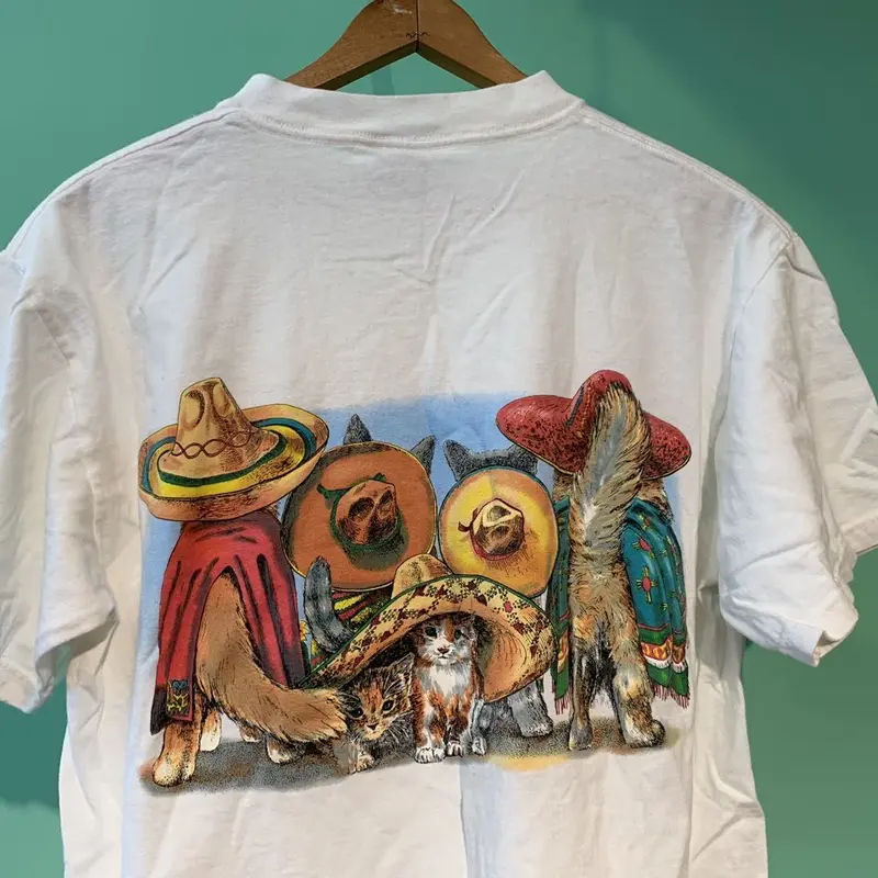 90s~アメリカ製 PRINTS OF TAILS CAT Tシャツ! | mecca