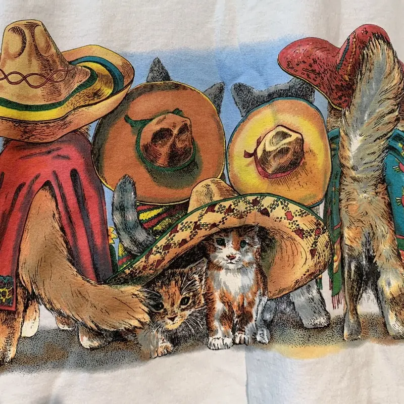 90s~アメリカ製 PRINTS OF TAILS CAT Tシャツ! | mecca