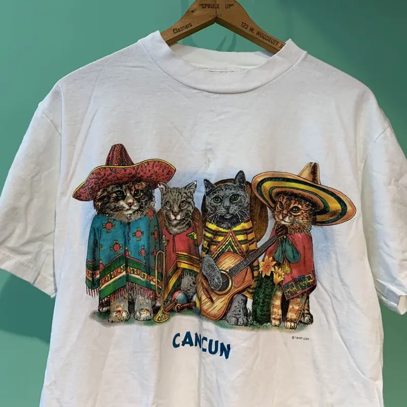90s~アメリカ製 PRINTS OF TAILS CAT Tシャツ! | mecca