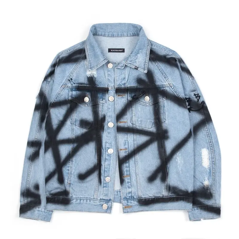 BLACKBLOND』 スプレーカスタムデニムジャケット (Light Blue) | 6...