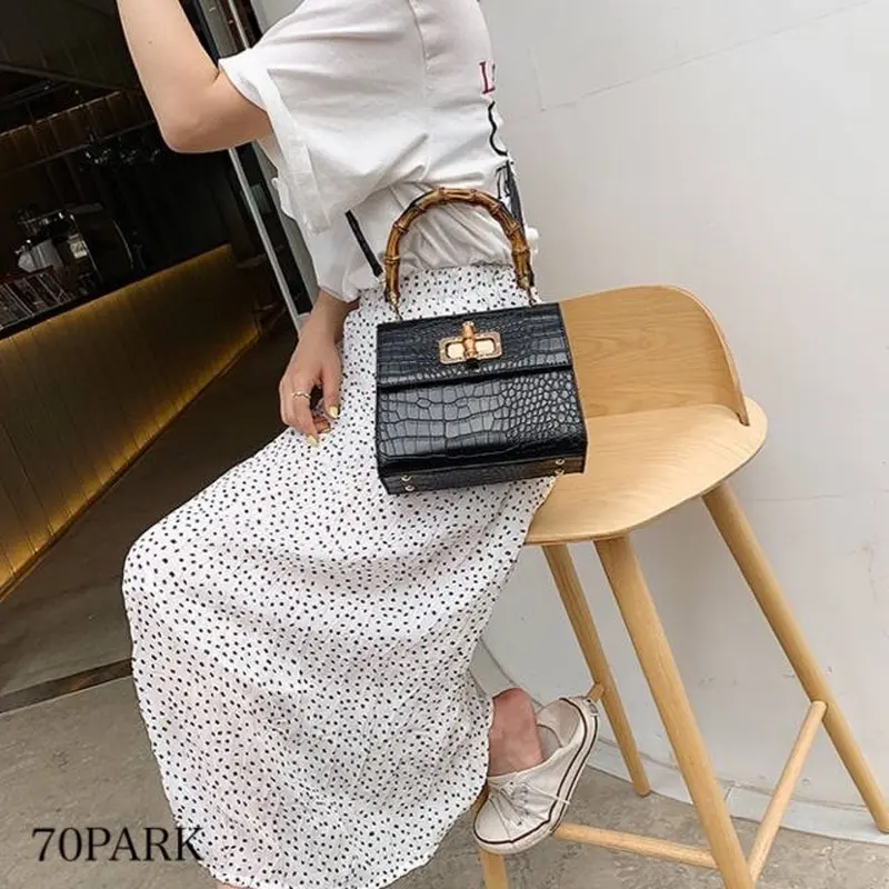 バンブー風 ハンドル クロコ型押し ショルダーバッグ 全4色 | 70PARK