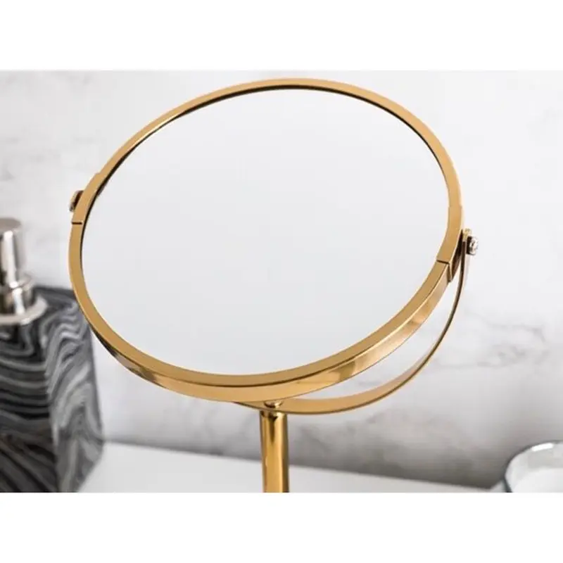 ラウンド型 大理石 ゴールド スタンド 両面 ミラー 鏡 | 70PARK