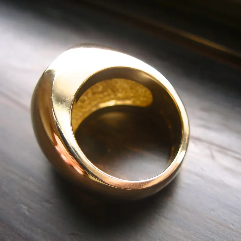 仁尾彫金『一つ星ジルコニアゴールド楕円の印台リング』ハンドメイド