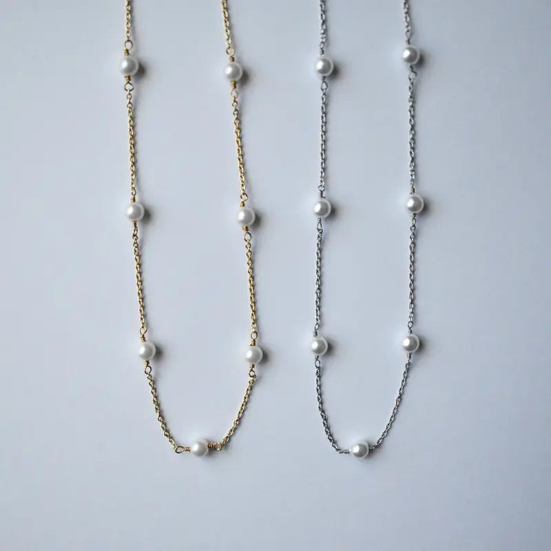 アウトレット安い Station Pearl Necklace Silver925 2個セット