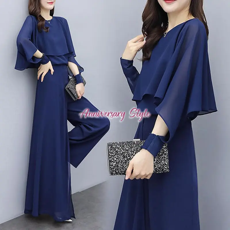 パンツスーツ 黒L(M相当)即納 S-3L ネイビー パーティードレス