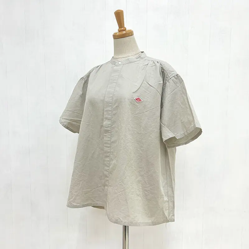 DANTON ダントン レディース コットンリネン半袖バンドカラーギャザー