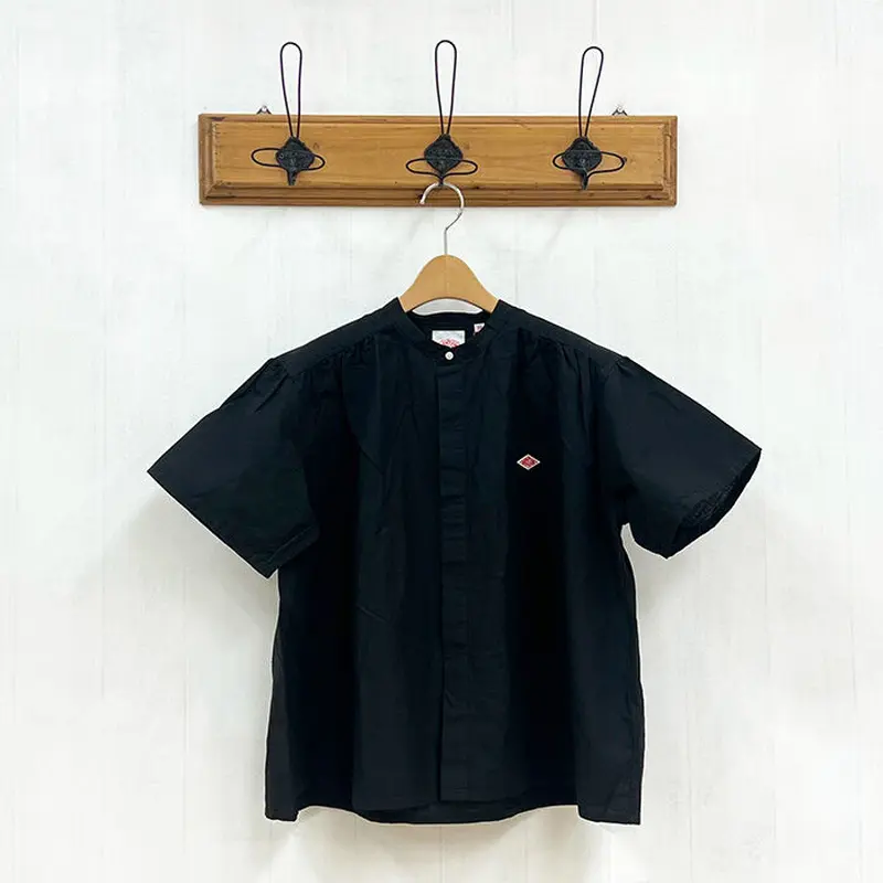 DANTON ダントン レディース コットンリネン半袖バンドカラーギャザー