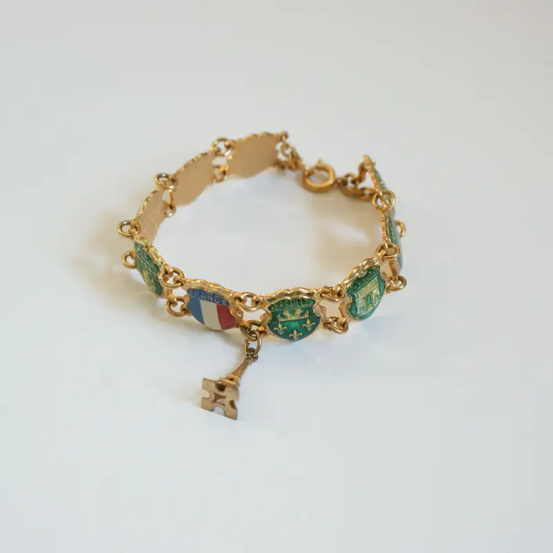 フランス スーベニア エメラルドグリーンエナメル ブレスレット