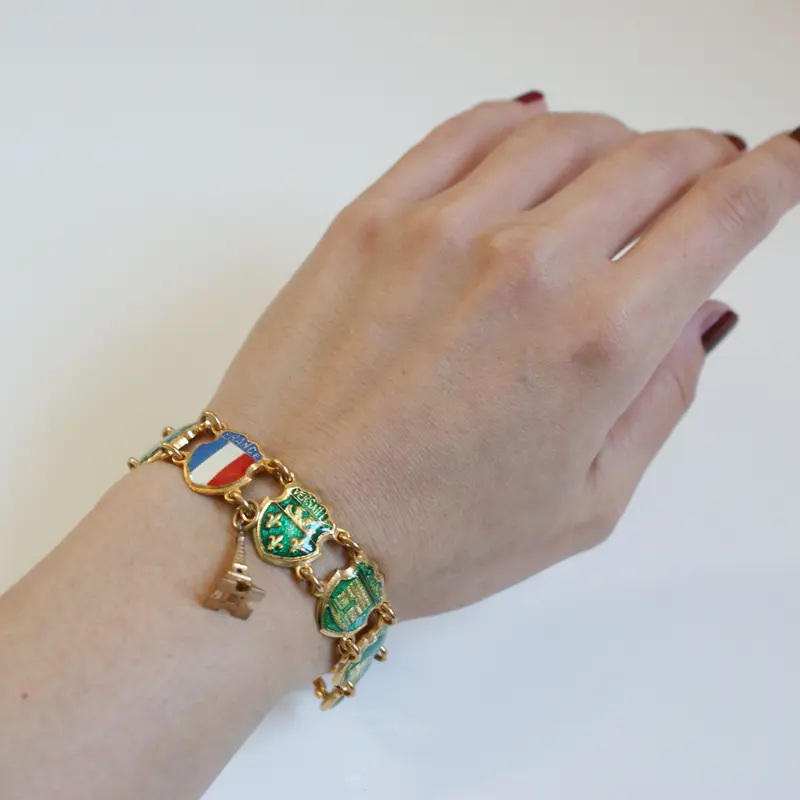 フランス スーベニア エメラルドグリーンエナメル ブレスレット