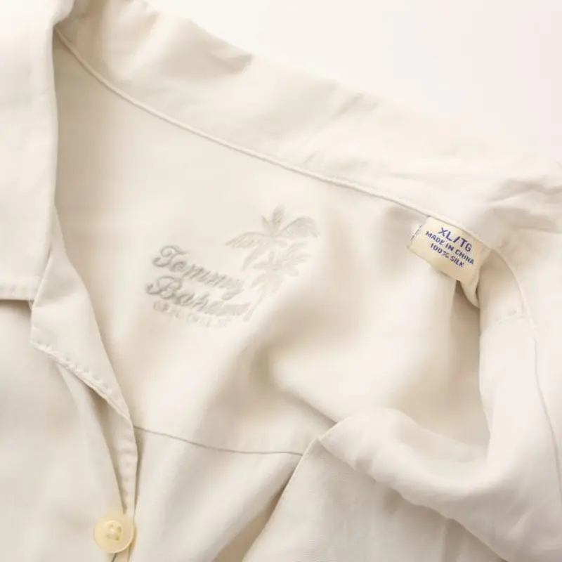 最高の品質の シルク 開襟 半袖シャツ Silk Baroque Pattern S/S