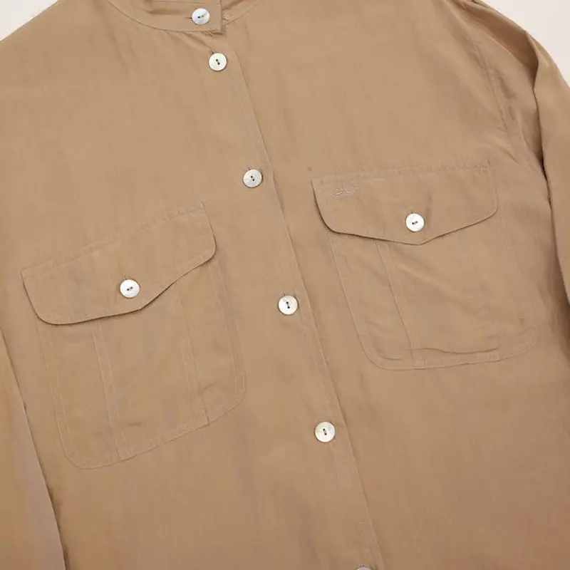 シルク長袖シャツ Silk L/S Shirts# | Blue